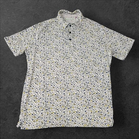 Hawk & Co Performance Golf Polo Shirt Men's XL Party‎ Print Lightweight Stretch - Picture 1 of 4